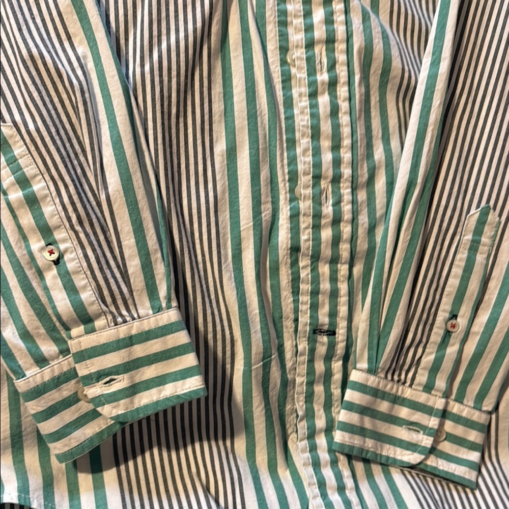 Tommy Hilfiger Green and White Striped Casual Shirt - Picture 4 of 10
